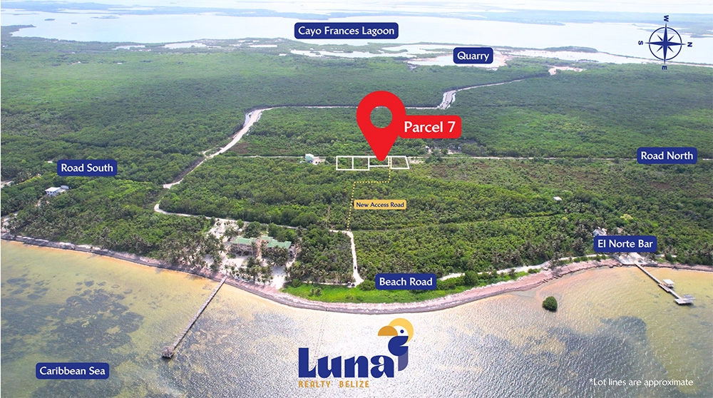 Aerial view of Parcel 7 near coastline.