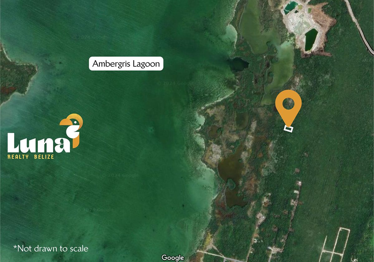 Map showing Ambergris Lagoon location marker.