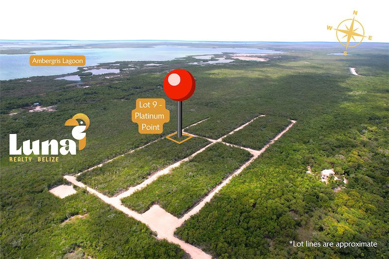 Aerial view of Ambergris Lagoon lot.