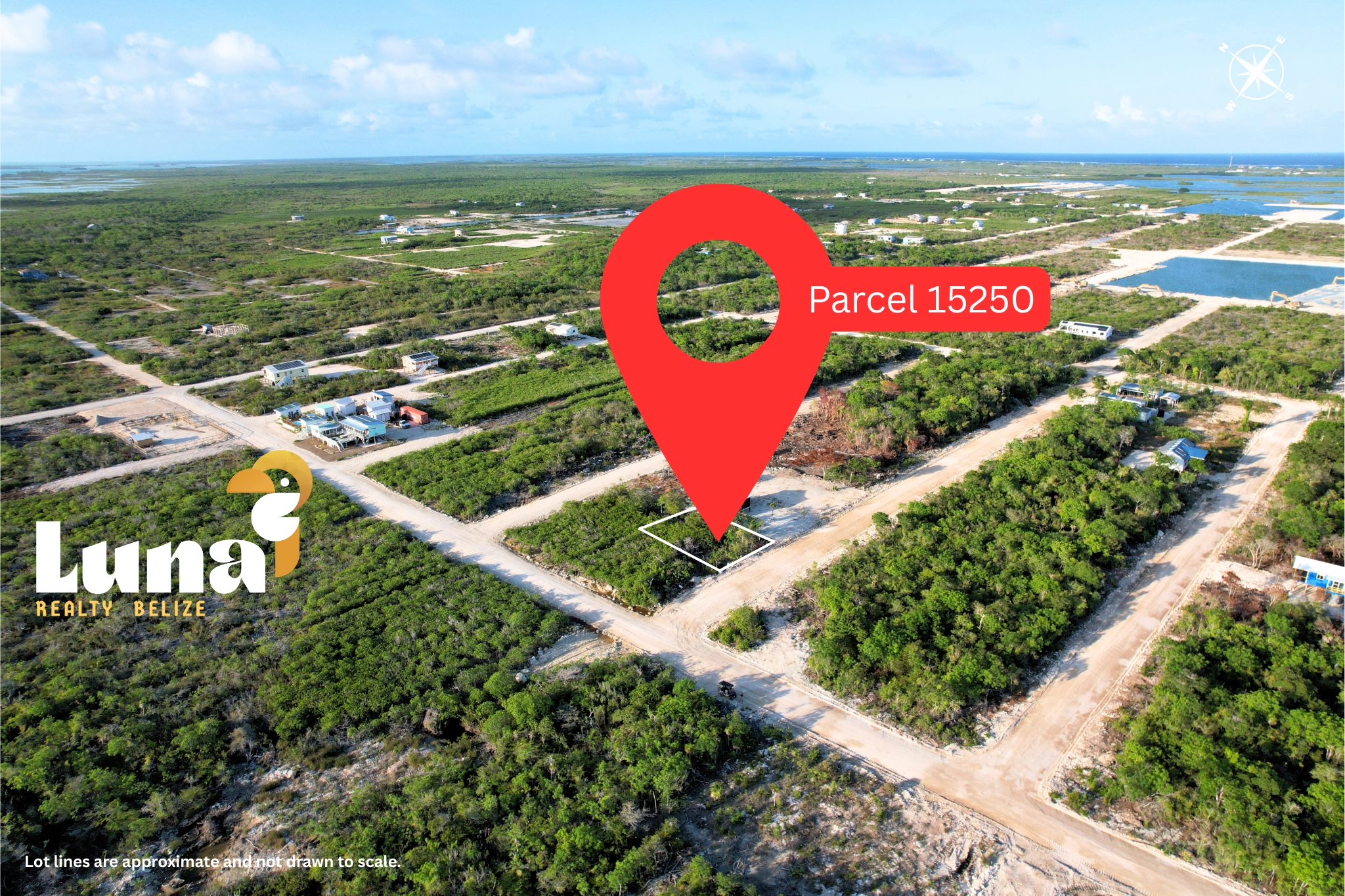Aerial view highlighting Parcel 15250 location.