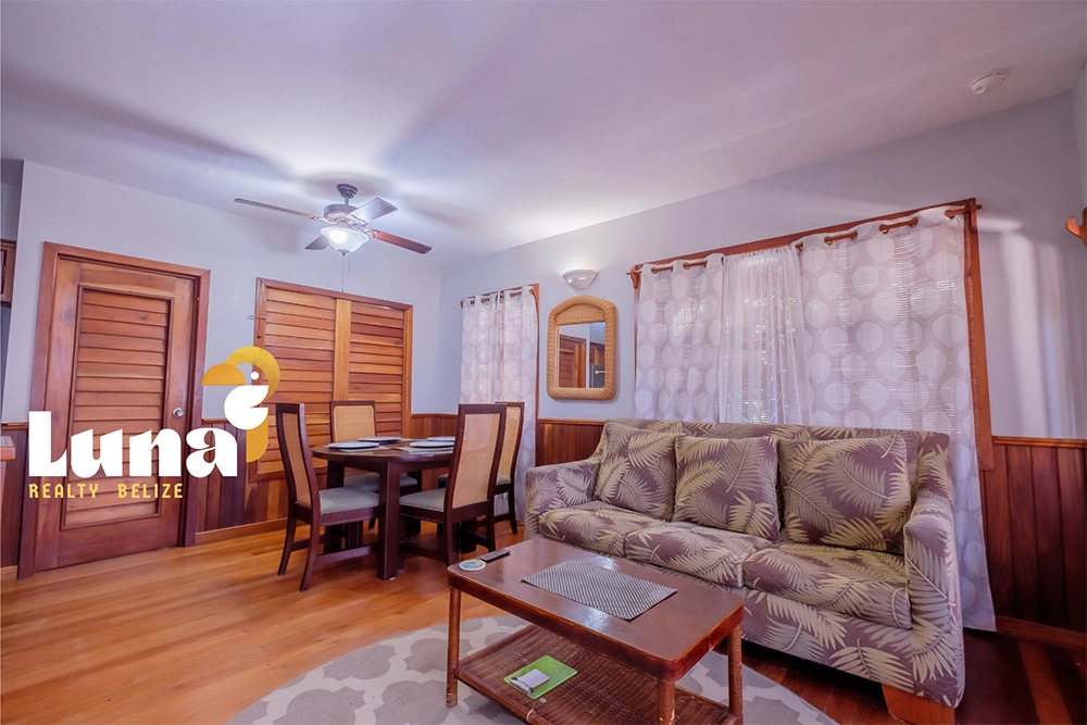 Cozy living room with dining area.