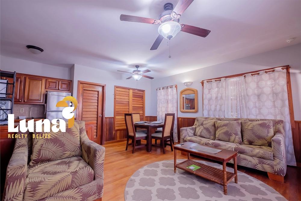 Cozy living room with tropical furniture.